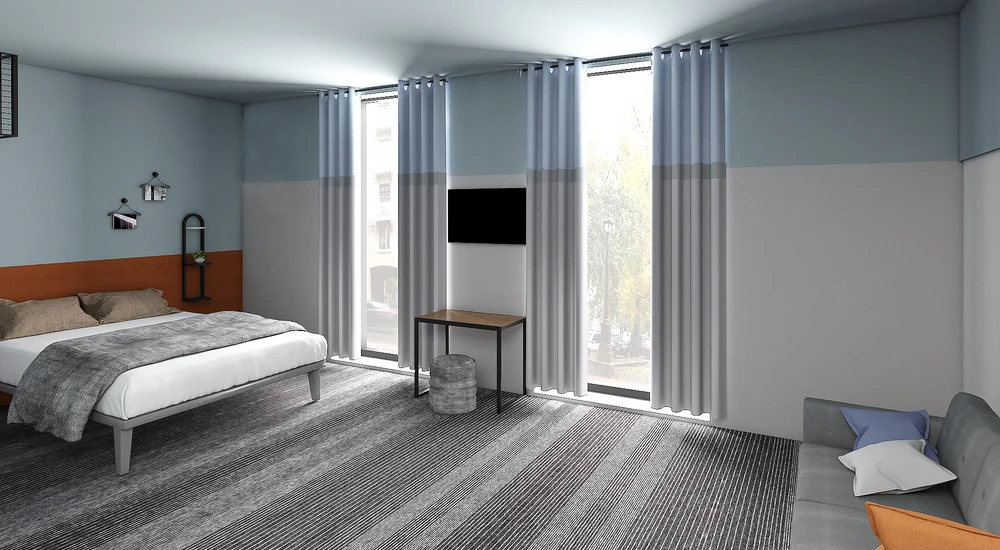 Hotelzimmer mit Doppelbett